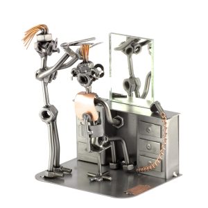 Nuts and bolts sculpture "Hairdresser (Female)" - Handmade ornament figurine
